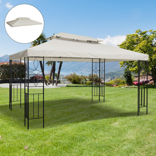 13.1' x 9.8' Gazebo Replacement Canopy 2 Tier Top UV Cover Pavilion Garden Patio Outdoor, Cream White (TOP ONLY) Gazebo Canopy Replacement Cream  at Gallery Canada