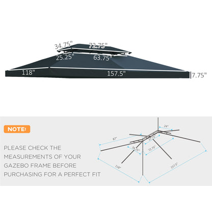 13.1' x 9.8' Gazebo Replacement Canopy 2 Tier Top UV Cover Pavilion Garden Patio Outdoor, Grey (TOP ONLY) Gazebo Canopy Replacement   at Gallery Canada