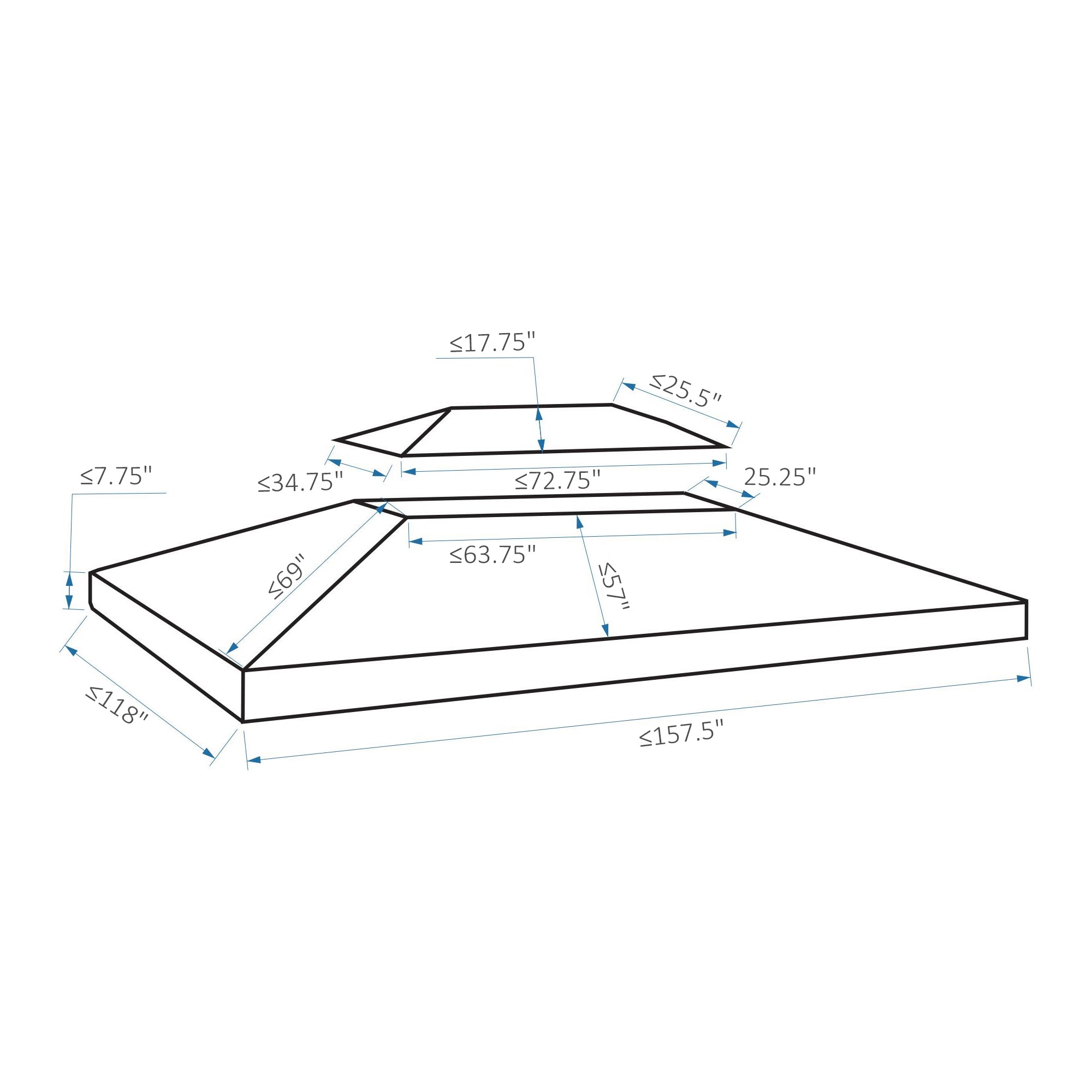 13.1' x 9.8' Gazebo Replacement Canopy 2 Tier Top UV Cover Pavilion Garden Patio Outdoor, Light Grey (TOP ONLY) Gazebo Canopy Replacement   at Gallery Canada