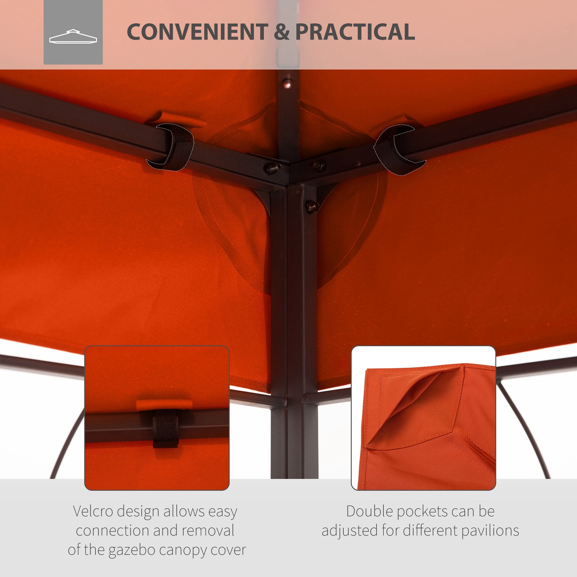 13.1' x 9.8' Gazebo Replacement Canopy 2 Tier Top UV Cover Pavilion Garden Patio Outdoor, Rust Red (TOP ONLY) Gazebo Canopy Replacement   at Gallery Canada