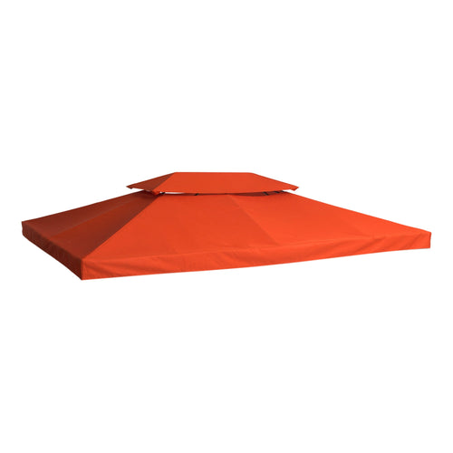 13.1' x 9.8' Gazebo Replacement Canopy 2 Tier Top UV Cover Pavilion Garden Patio Outdoor, Rust Red (TOP ONLY)