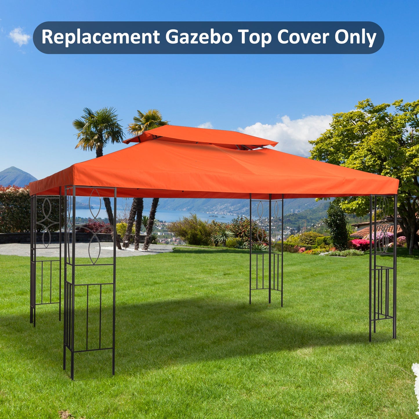 13.1' x 9.8' Gazebo Replacement Canopy 2 Tier Top UV Cover Pavilion Garden Patio Outdoor, Rust Red (TOP ONLY) Gazebo Canopy Replacement   at Gallery Canada