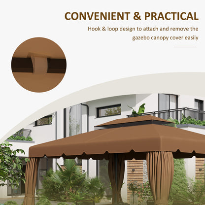 13.1' x 9.8' Gazebo Replacement Canopy, Gazebo Top Cover with Double Vented Roof for Garden Patio Outdoor (TOP ONLY), Coffee Gazebo Canopy Replacement   at Gallery Canada