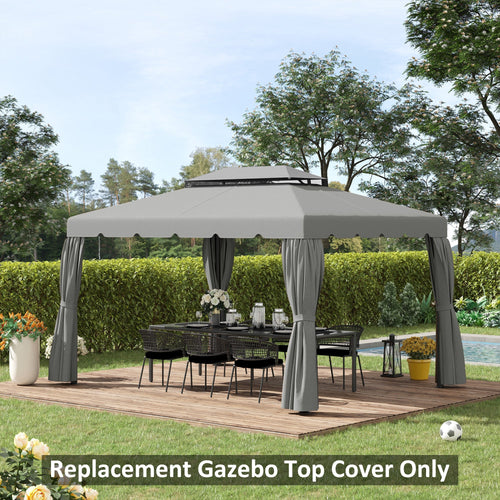 13.1' x 9.8' Gazebo Replacement Canopy, Gazebo Top Cover with Double Vented Roof for Garden Patio(TOP ONLY), Grey