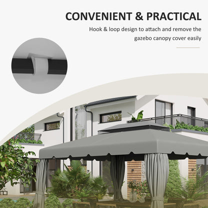 13.1' x 9.8' Gazebo Replacement Canopy, Gazebo Top Cover with Double Vented Roof for Garden Patio(TOP ONLY), Grey Gazebo Canopy Replacement   at Gallery Canada