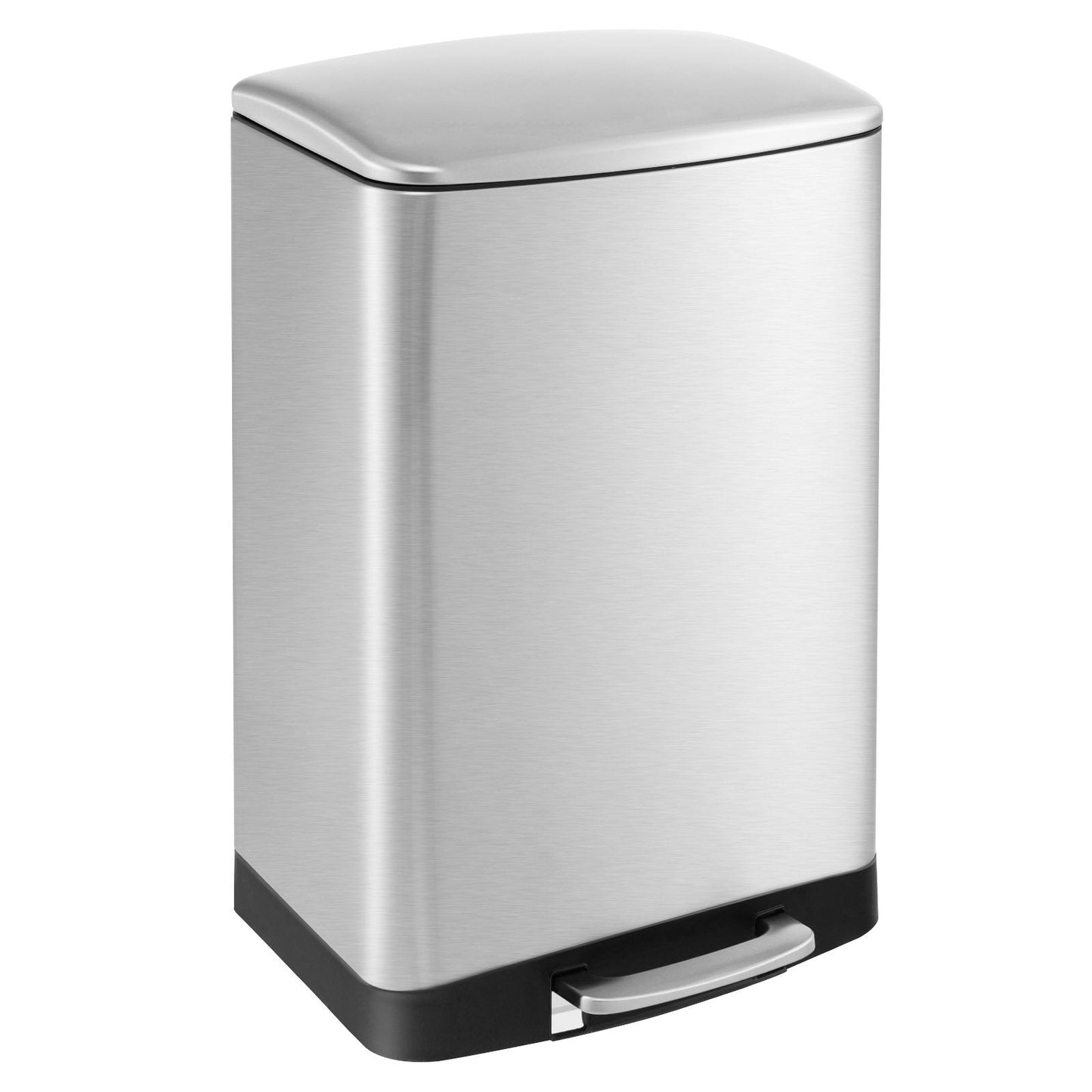 13.2 Gal Stainless Steel Trash Can with Lock Device-Sliver, Silver Kitchen Organization   at Gallery Canada