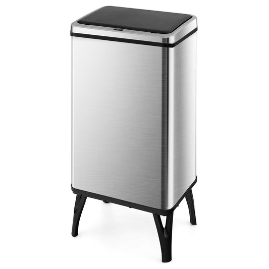 13.2 Gallon Stainless Steel Trash Can with Stay-on Lid and Soft Closure, Silver Kitchen Utensils   at Gallery Canada