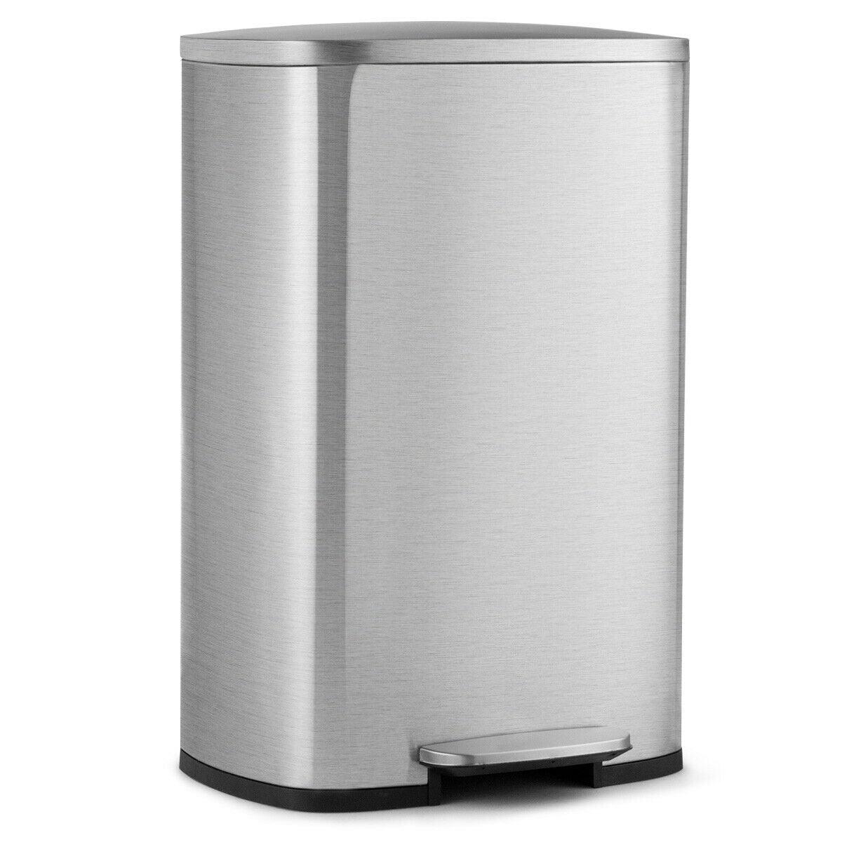 13.2 Gallon Stainless Steel Trash Garbage Can with Bucket, Silver Kitchen Organization   at Gallery Canada