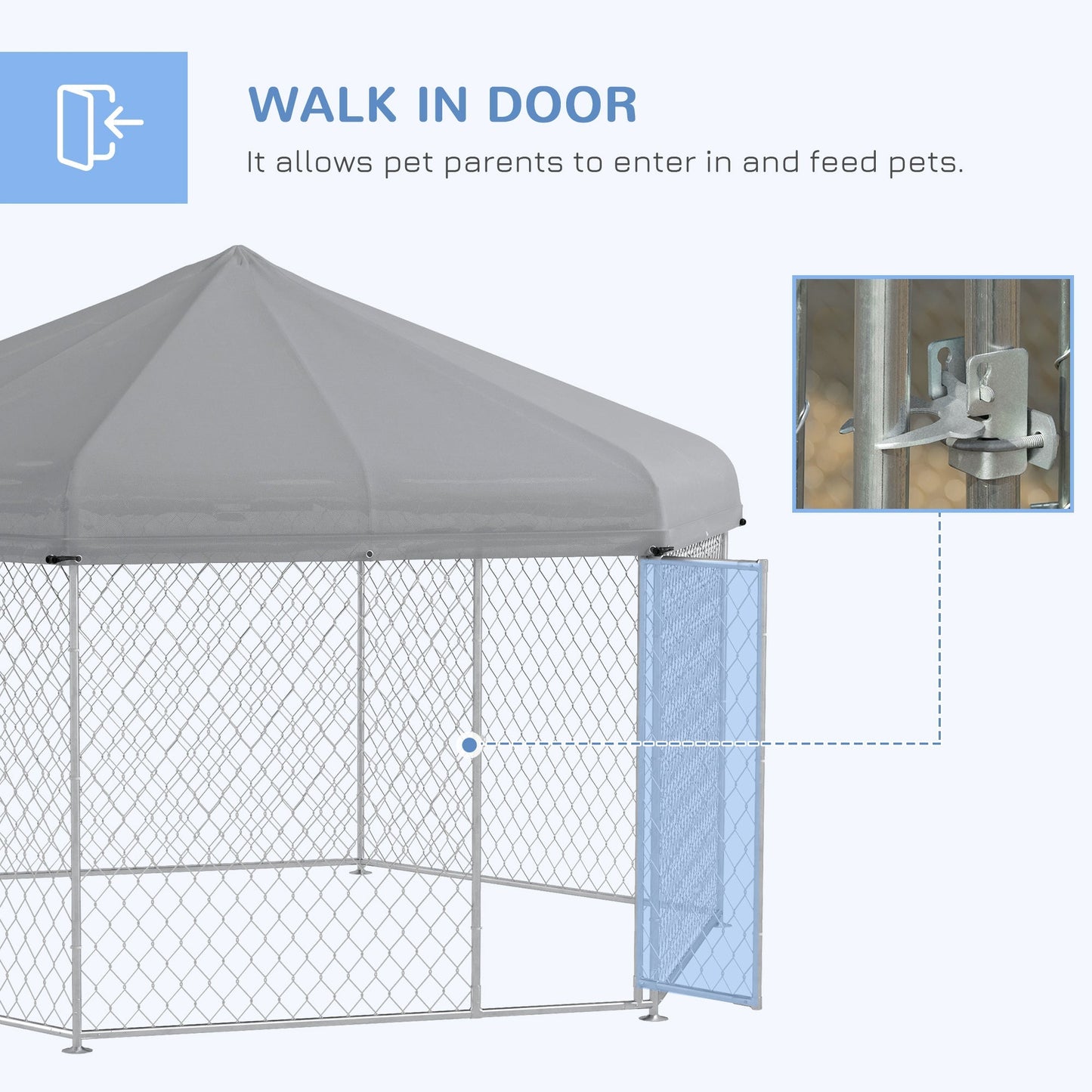 13.4' x 11.5' x 8.8' Outdoor Dog Kennel Dog Run with Waterproof, UV Resistant Cover for Medium Large Sized Dogs, Silver Houses, Kennels & Pens   at Gallery Canada