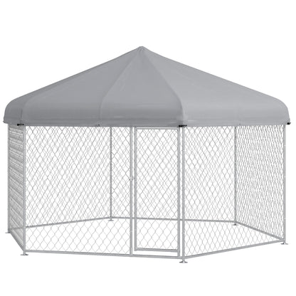 13.4' x 11.5' x 8.8' Outdoor Dog Kennel Dog Run with Waterproof, UV Resistant Cover for Medium Large Sized Dogs, Silver Houses, Kennels & Pens Multi Colour  at Gallery Canada