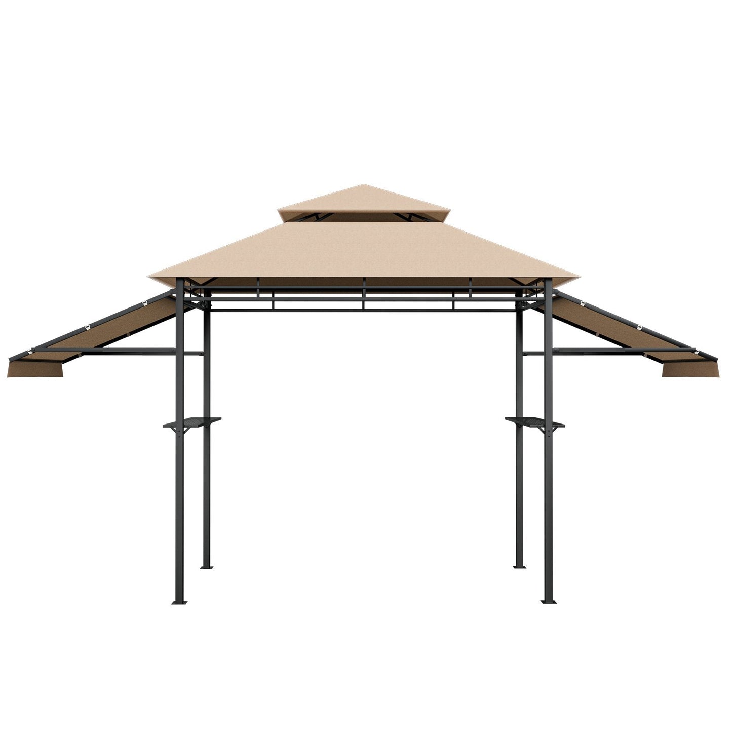 13.5 x 4 Feet Patio BBQ Grill Gazebo Canopy with Dual Side Awnings, Beige Gazebos   at Gallery Canada