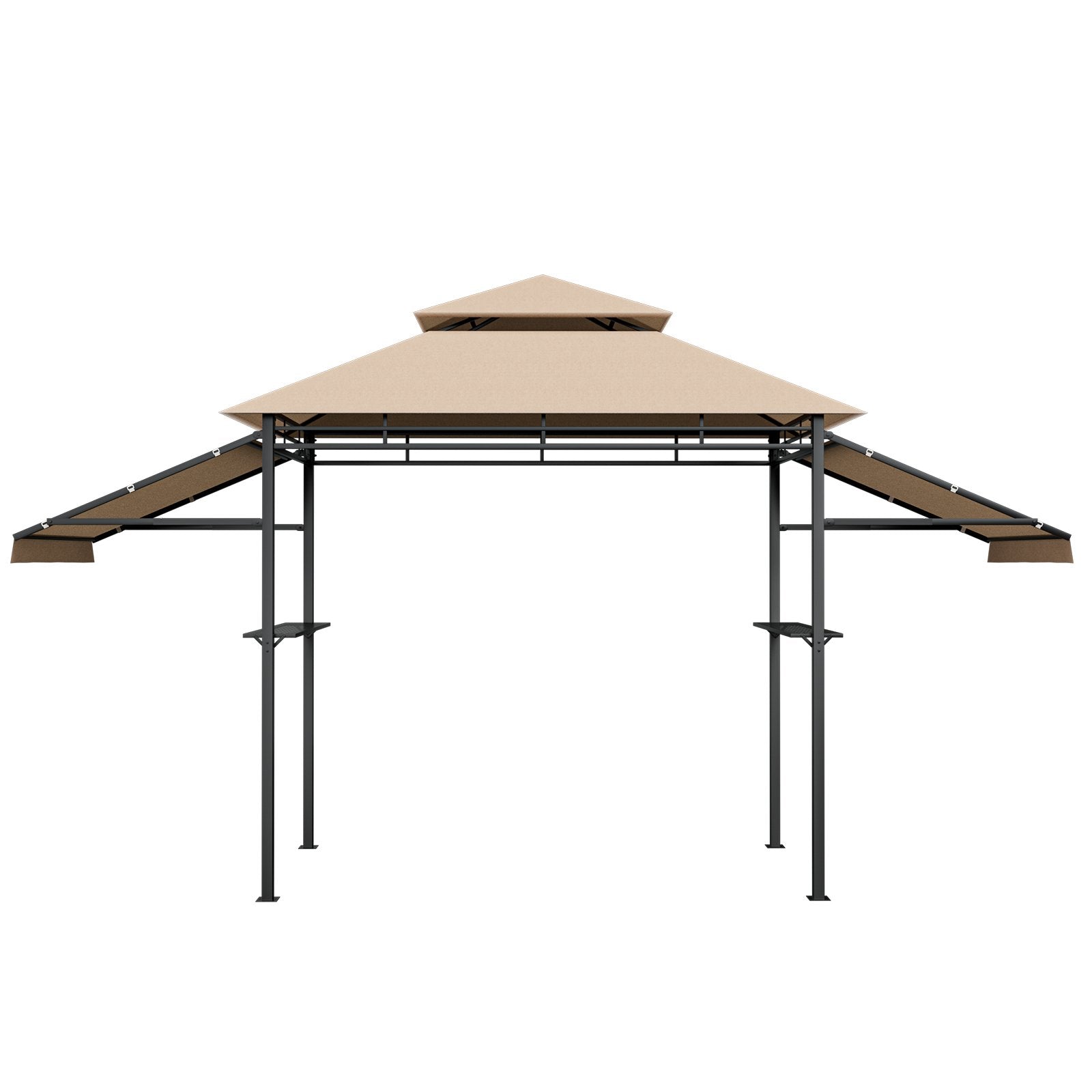 13.5 x 4 Feet Patio BBQ Grill Gazebo Canopy with Dual Side Awnings, Beige Gazebos   at Gallery Canada