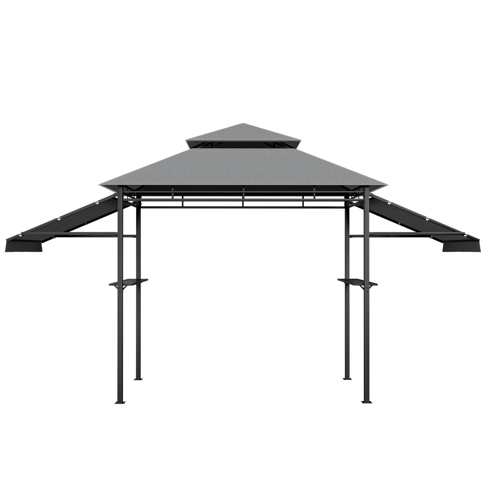 13.5 x 4 Feet Patio BBQ Grill Gazebo Canopy with Dual Side Awnings, Gray Gazebos   at Gallery Canada