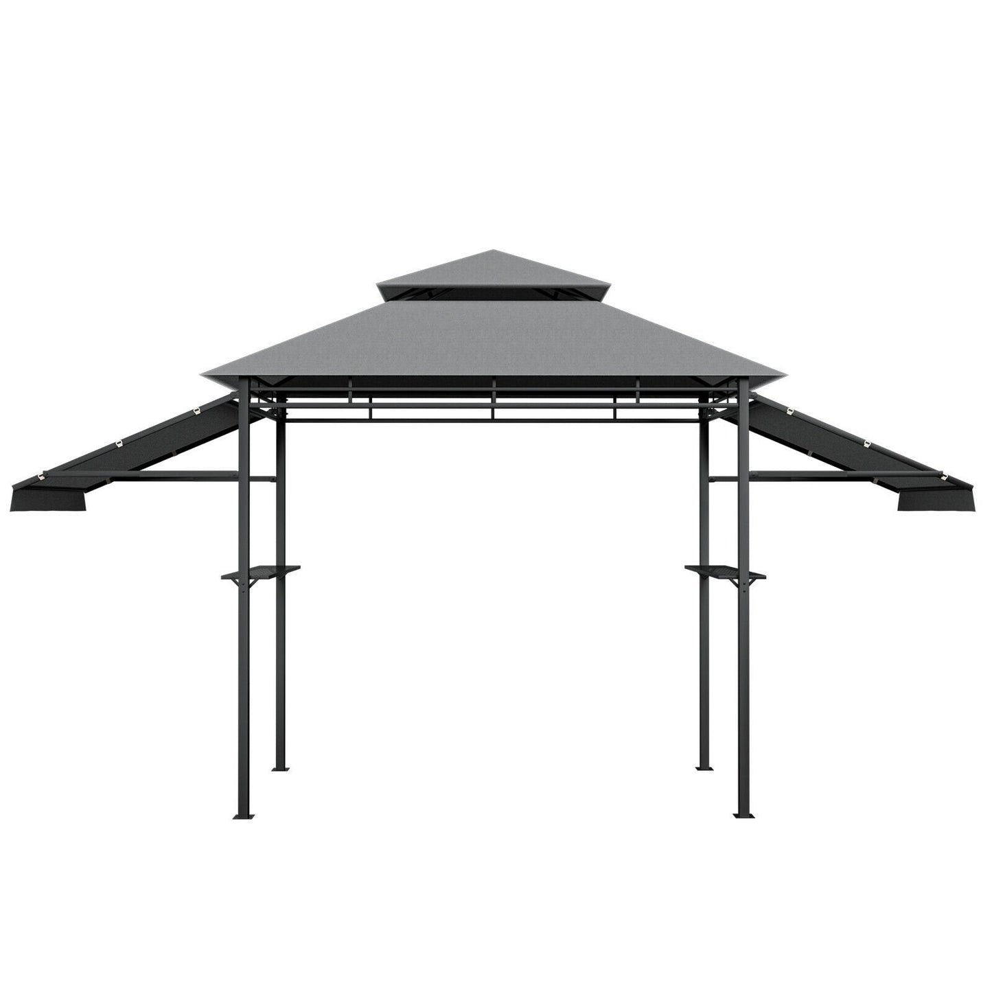 13.5 x 4 Feet Patio BBQ Grill Gazebo Canopy with Dual Side Awnings, Gray Gazebos   at Gallery Canada