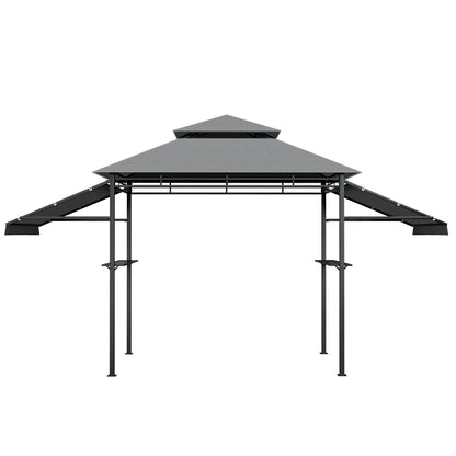 13.5 x 4 Feet Patio BBQ Grill Gazebo Canopy with Dual Side Awnings, Gray Gazebos   at Gallery Canada