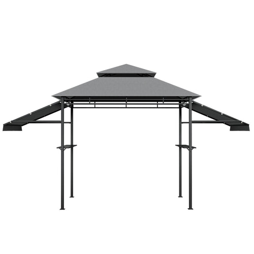 13.5 x 4 Feet Patio BBQ Grill Gazebo Canopy with Dual Side Awnings, Gray