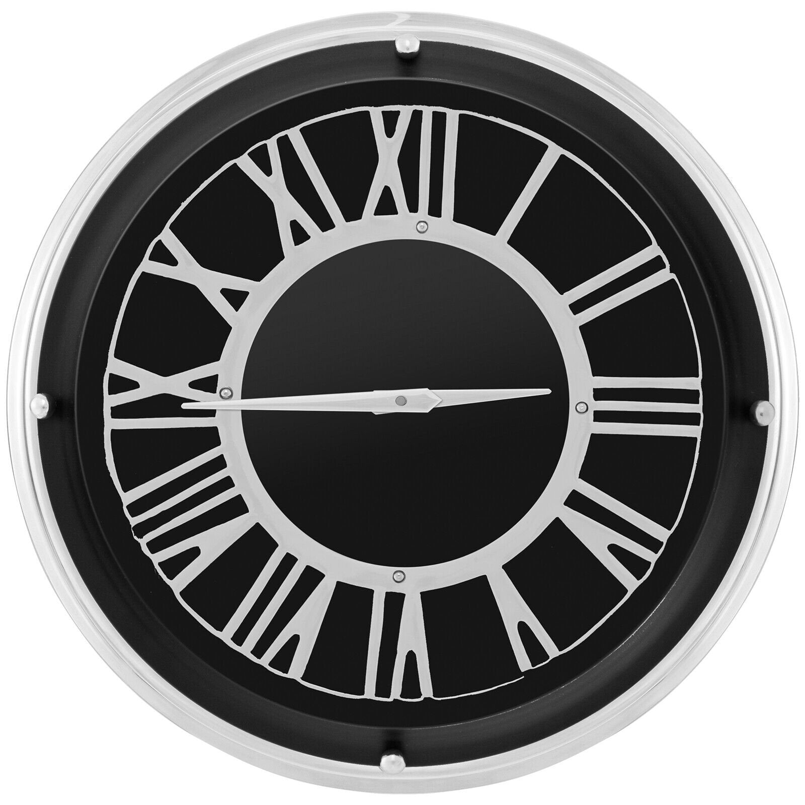 13.5/17.5 Inch Silent Wall Clock with Silver Frame-L, Black Decorative Accessories   at Gallery Canada