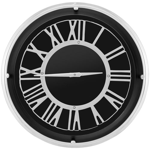 13.5/17.5 Inch Silent Wall Clock with Silver Frame-L, Black