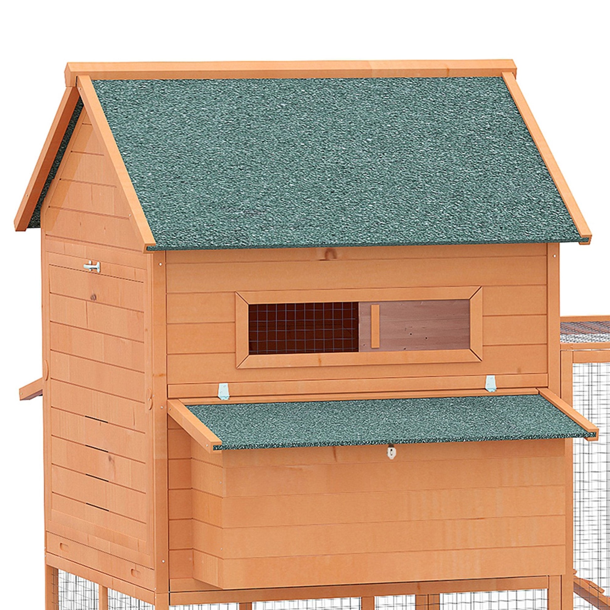 137" Chicken Coop Wooden Large Hen House Deluxe Rabbit Hutch Lockable Poultry Cage Backyard with Nesting Box and Run, Orange Chicken Coops   at Gallery Canada