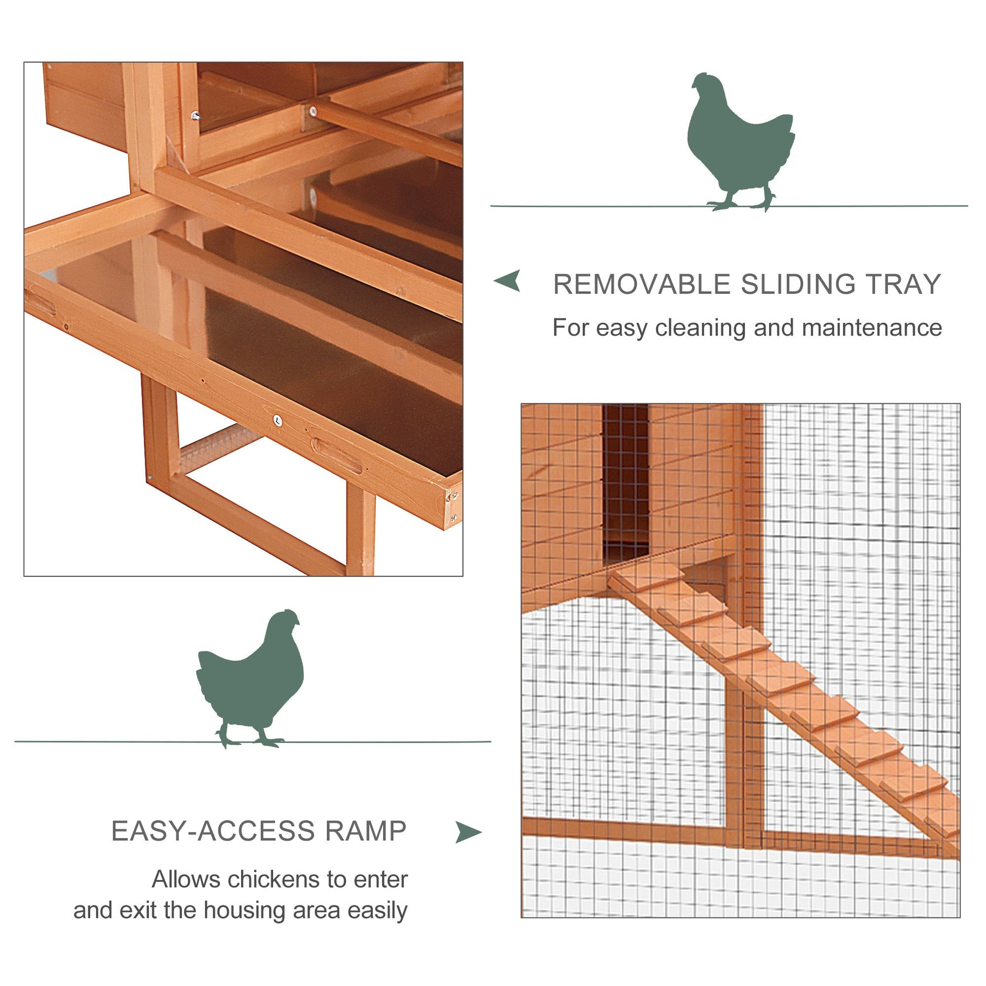 137" Chicken Coop Wooden Large Hen House Deluxe Rabbit Hutch Lockable Poultry Cage Backyard with Nesting Box and Run, Orange Chicken Coops   at Gallery Canada