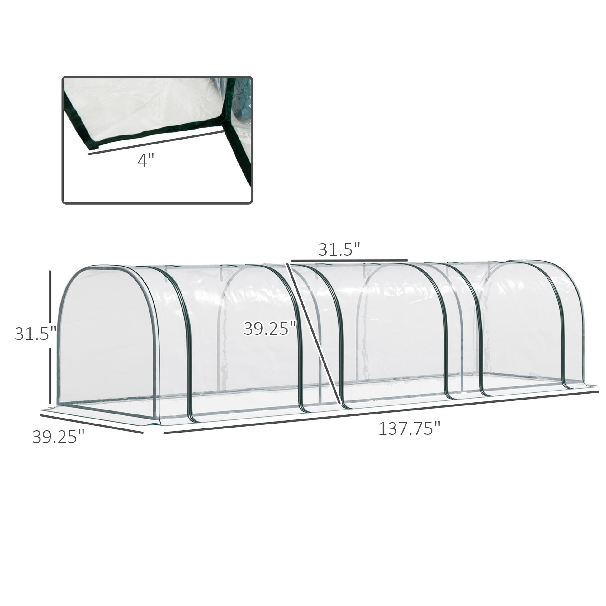 138"x39"x32" Transparent PVC Mini Tunnel Greenhouse Garden Green Grow Shed Portable Plant Flower Warm House Steel Frame Zipped Doors Mini Greenhouses   at Gallery Canada