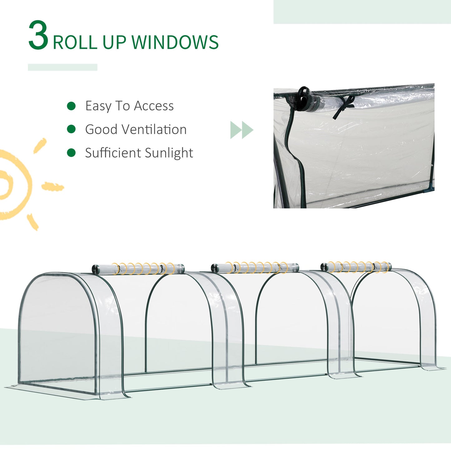 138"x39"x32" Transparent PVC Mini Tunnel Greenhouse Garden Green Grow Shed Portable Plant Flower Warm House Steel Frame Zipped Doors Mini Greenhouses   at Gallery Canada