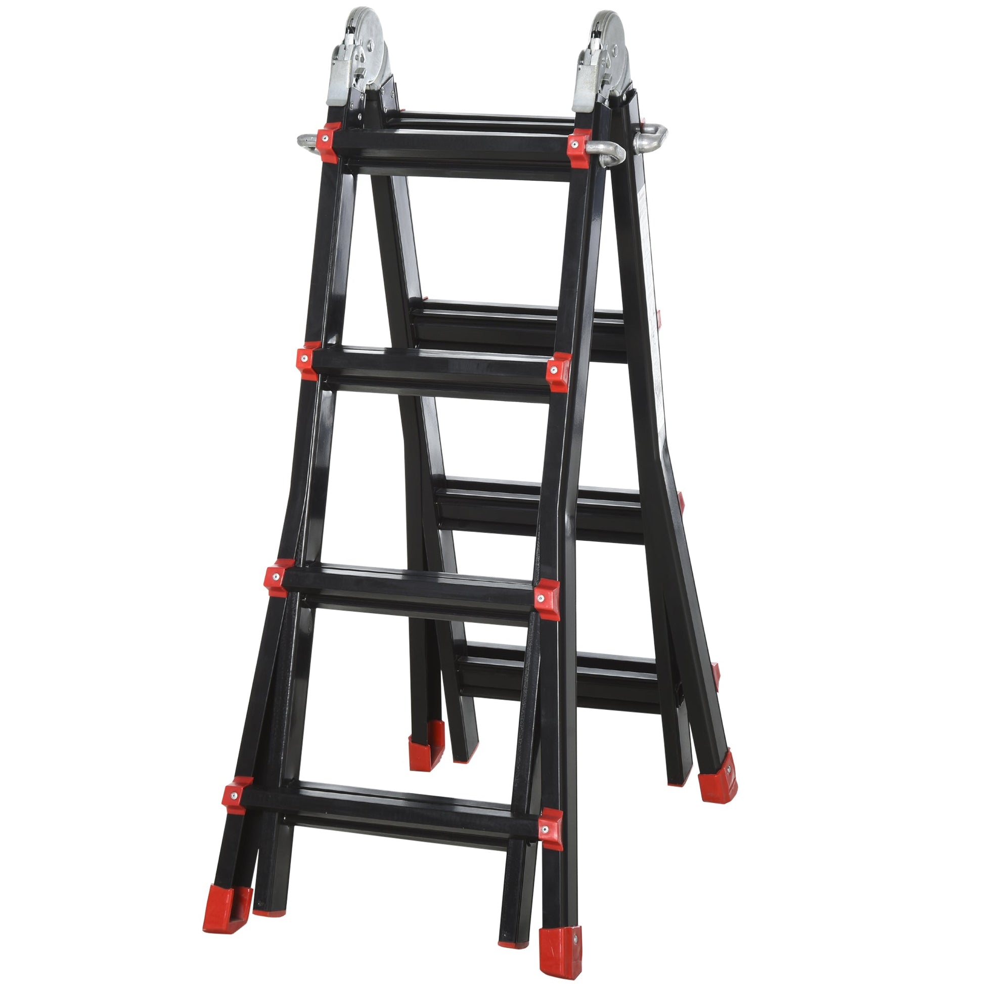 13FT Aluminum Telescoping Ladder Folding Telescopic Ladder with Adjustable Height Non-Slip Feet 330lb Capacity Black Ladders Black  at Gallery Canada