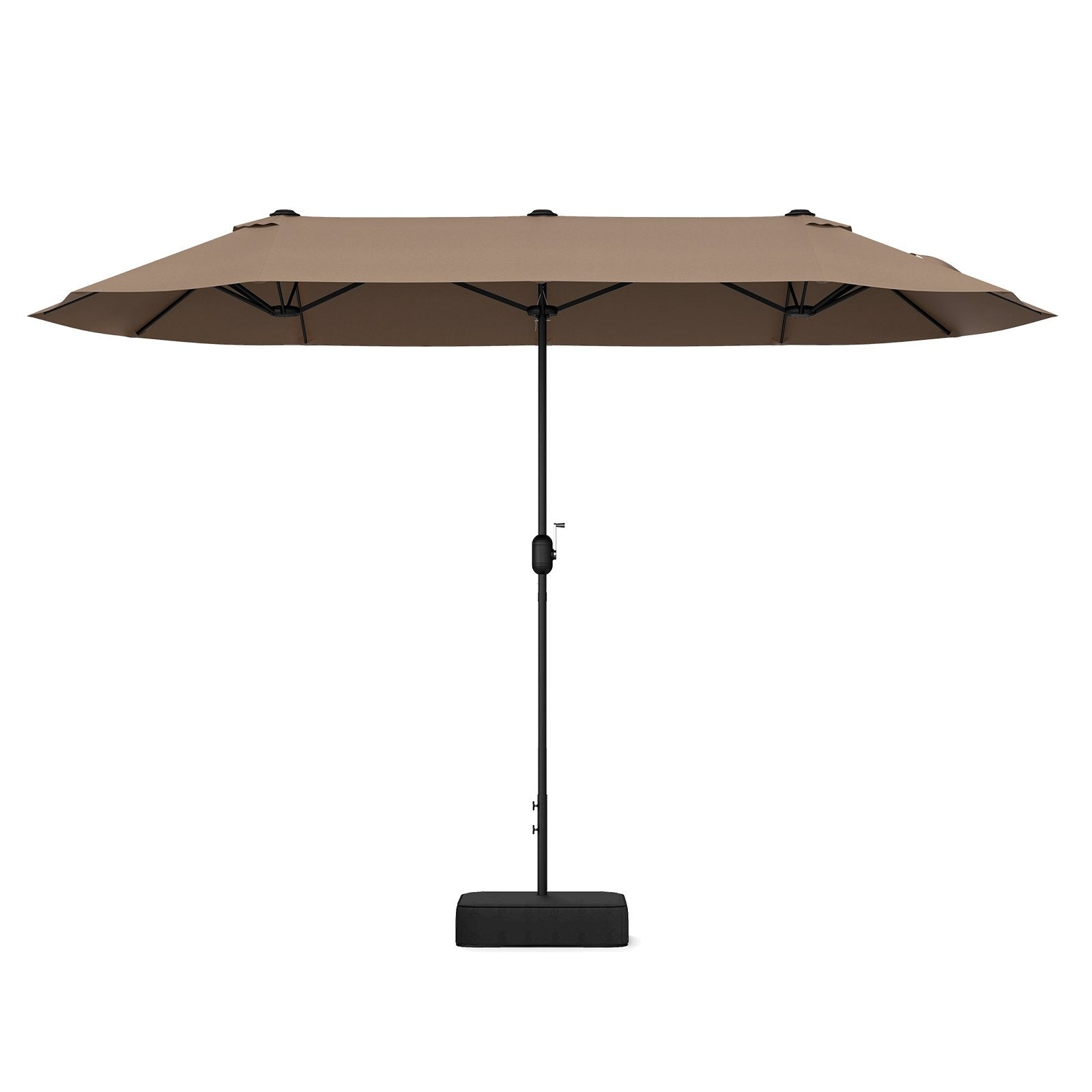 13FT Double-sided Patio Twin Table Umbrella with Crank Handle, Tan Outdoor Umbrellas   at Gallery Canada