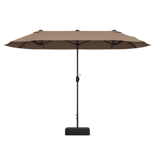 13FT Double-sided Patio Twin Table Umbrella with Crank Handle, Tan