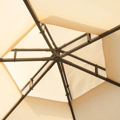 13ft Hexagon Gazebo Outdoor Canopy Shelter with Netting and Shaded Curtains Beige Gazebos   at Gallery Canada