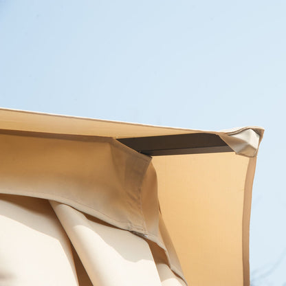 13ft Hexagon Gazebo Outdoor Canopy Shelter with Netting and Shaded Curtains Beige Gazebos   at Gallery Canada