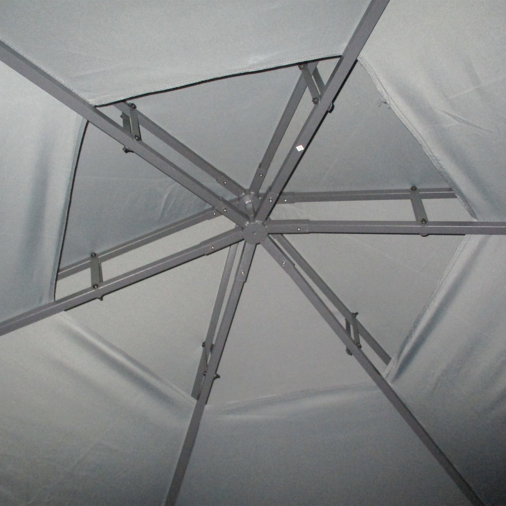 13ft Hexagon Gazebo Outdoor Canopy Shelter with Netting and Shaded Curtains Grey Gazebos   at Gallery Canada