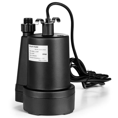 1/3HP 2400GPH Submersible Utility Pump Portable Electric Water Pump with 10 FT Cord, Black Watering & Irrigation   at Gallery Canada