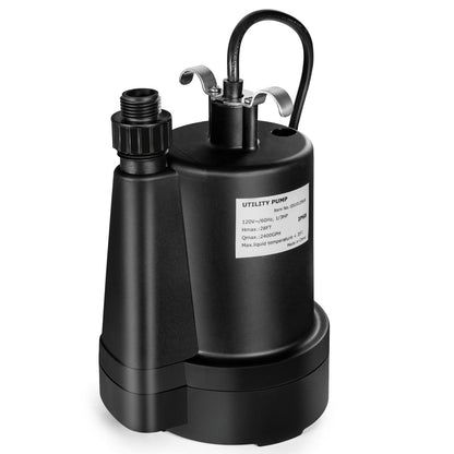 1/3HP 2400GPH Submersible Utility Pump Portable Electric Water Pump with 10 FT Cord, Black Watering & Irrigation   at Gallery Canada