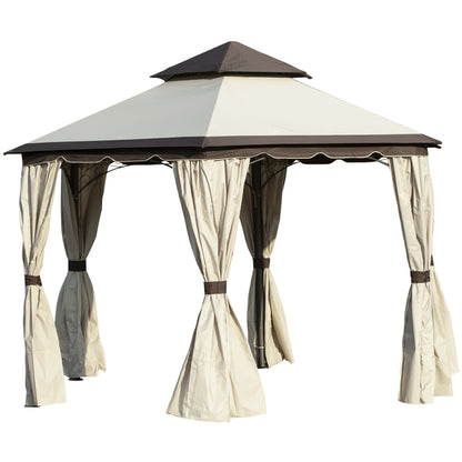 13x13ft Hexagonal Patio Gazebo, Double Roof Garden Pavilion Outdoor Marquee Canopy Wedding Party Tent Shelter with Sidewall Panels Gazebos   at Gallery Canada