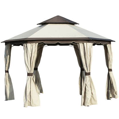 13x13ft Hexagonal Patio Gazebo, Double Roof Garden Pavilion Outdoor Marquee Canopy Wedding Party Tent Shelter with Sidewall Panels Gazebos Multi Colour  at Gallery Canada