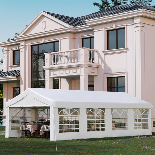 13’x26’ Heavy-duty Outdoor Carport Party Event Tent Patio Gazebo Canopy with 4 Sidewalls, White