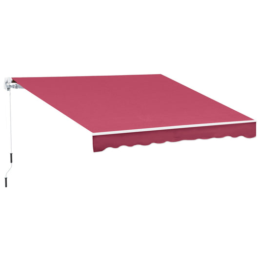 13'x8' Manual Retractable Patio Awning Water-resistant Sun Shade Outdoor Deck Window Door Canopy Shelter Aluminum Frame (Wine Red) - Gallery Canada