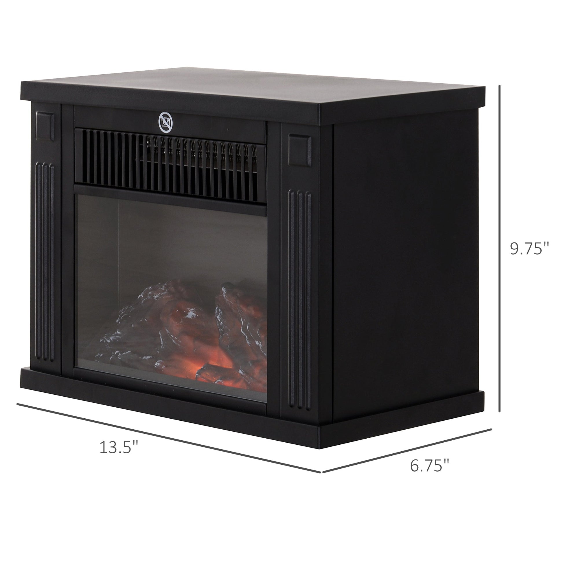 14" 1000W Mini Standing Electric Fireplace Portable Heater with Overheating, Black Electric Fireplaces   at Gallery Canada