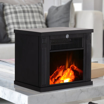 14" 1000W Mini Standing Electric Fireplace Portable Heater with Overheating, Black Electric Fireplaces   at Gallery Canada