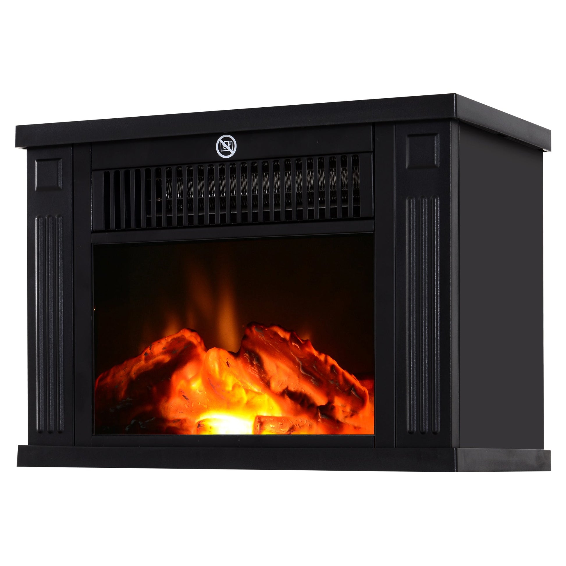 14" 1000W Mini Standing Electric Fireplace Portable Heater with Overheating, Black Electric Fireplaces Black  at Gallery Canada