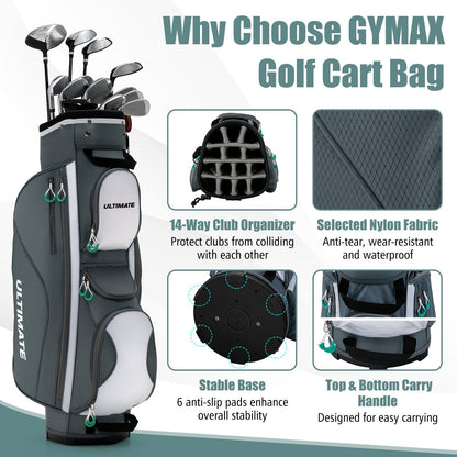 14 Dividers Golf Cart Bag with 7 Zippered Pocket Golf   at Gallery Canada