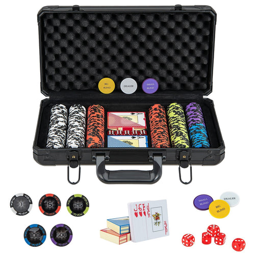 14 Gram Texas Holdem Poker Chip Set 300 Pieces Claytec Chips, Black