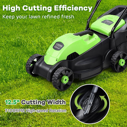 14 Inch Electric Push Lawn Corded Mower with Grass Bag, Green Garden Tools   at Gallery Canada