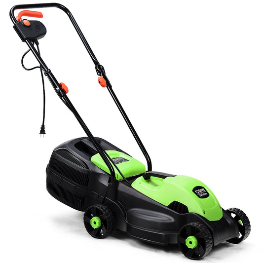 14 Inch Electric Push Lawn Corded Mower with Grass Bag, Green Garden Tools   at Gallery Canada