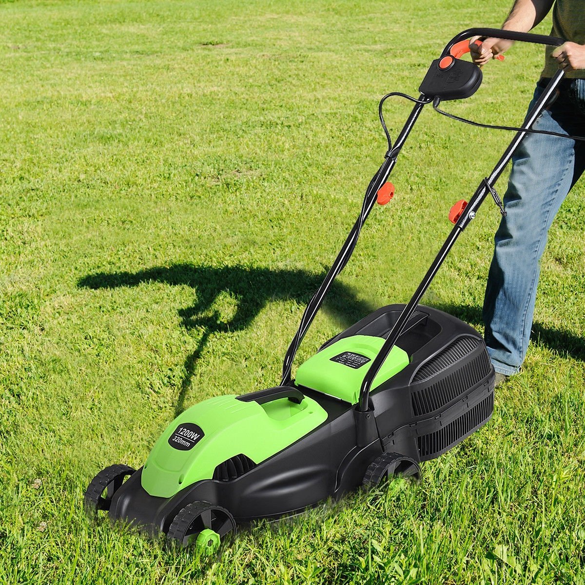 14 Inch Electric Push Lawn Corded Mower with Grass Bag, Green Garden Tools   at Gallery Canada