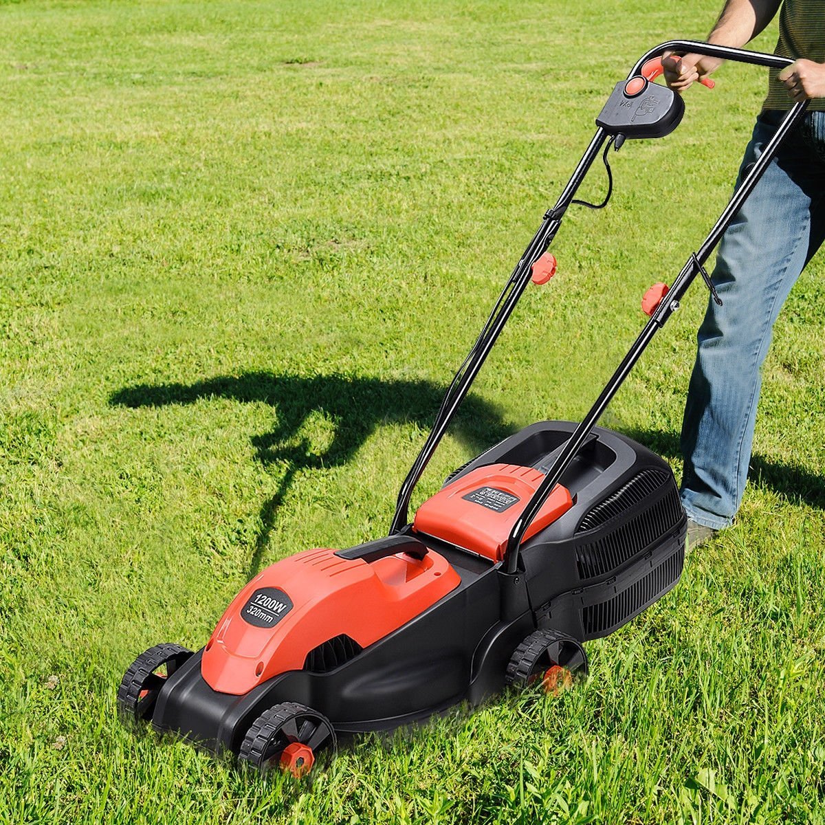 14 Inch Electric Push Lawn Corded Mower with Grass Bag, Red Garden Tools   at Gallery Canada