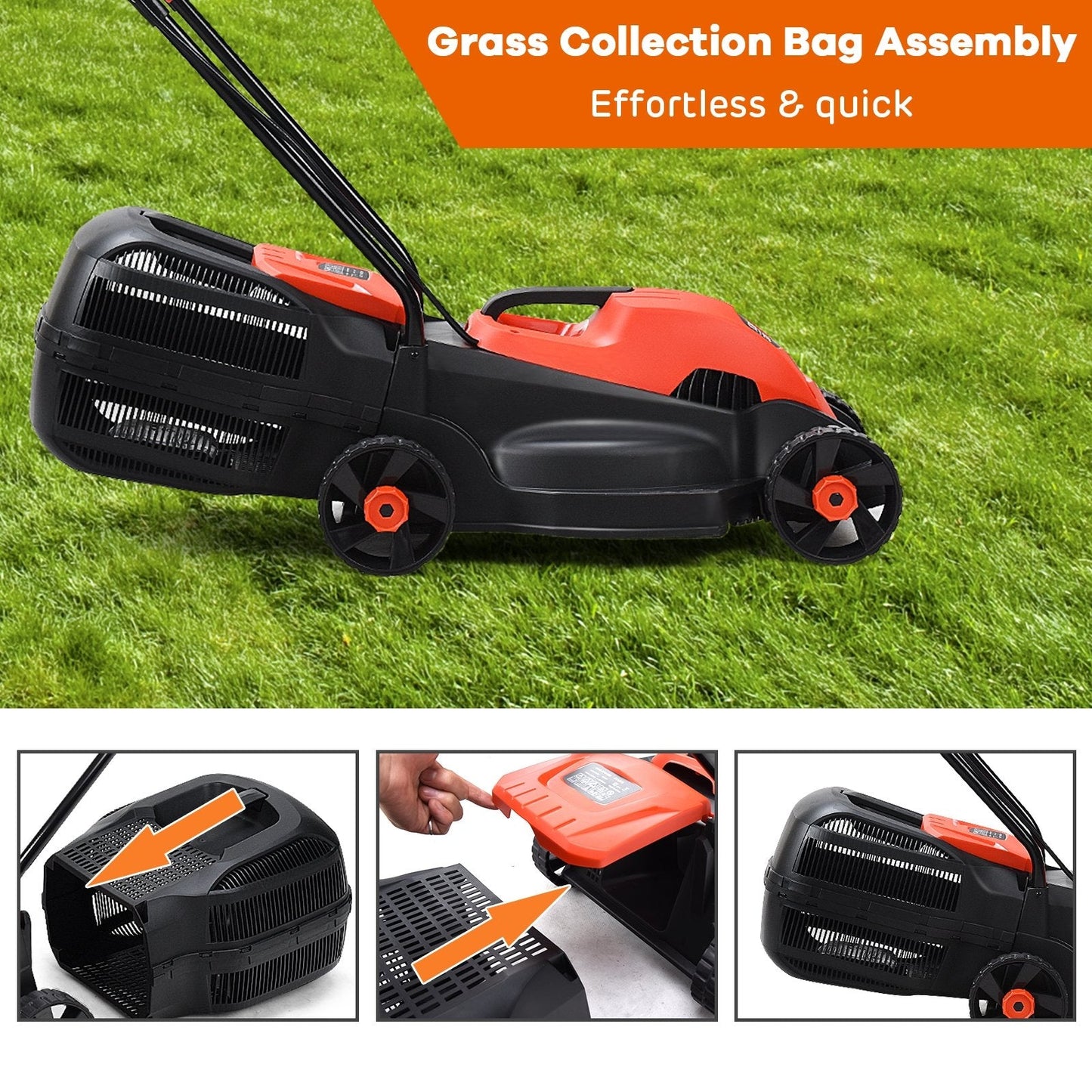 14 Inch Electric Push Lawn Corded Mower with Grass Bag, Red Garden Tools   at Gallery Canada