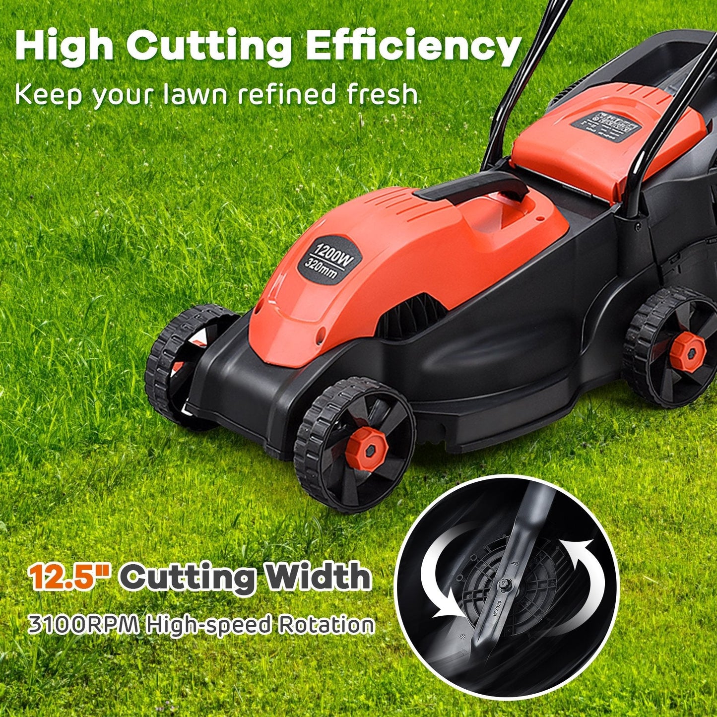 14 Inch Electric Push Lawn Corded Mower with Grass Bag, Red Garden Tools   at Gallery Canada