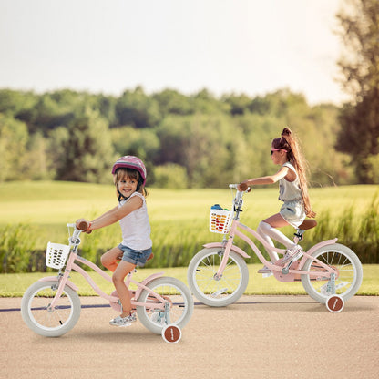 14 Inch Kid's Bike with Removable Training Wheels and Basket, Pink Kids Bike   at Gallery Canada